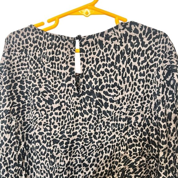 Zara Black & White Leopard Print Long-Sleeve Tiered Midi Dress size small - Picture 5 of 7